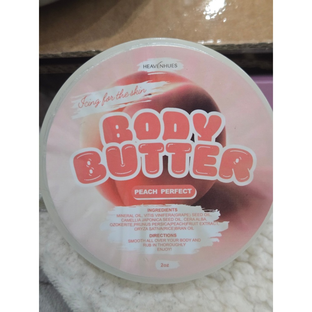 HeavenHues Body Butter Peach Perfect Moisturizer 2oz Jar